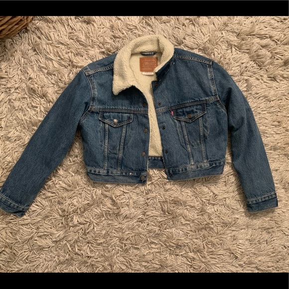 Levi’s cropped shearling jean jacket